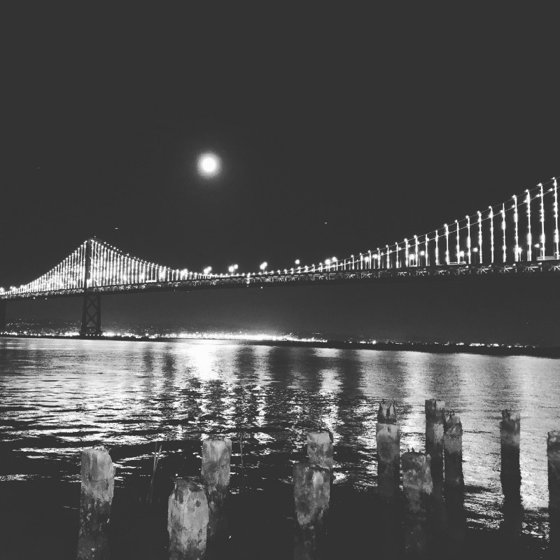 The Bay Bridge pairs really well with a full moon.